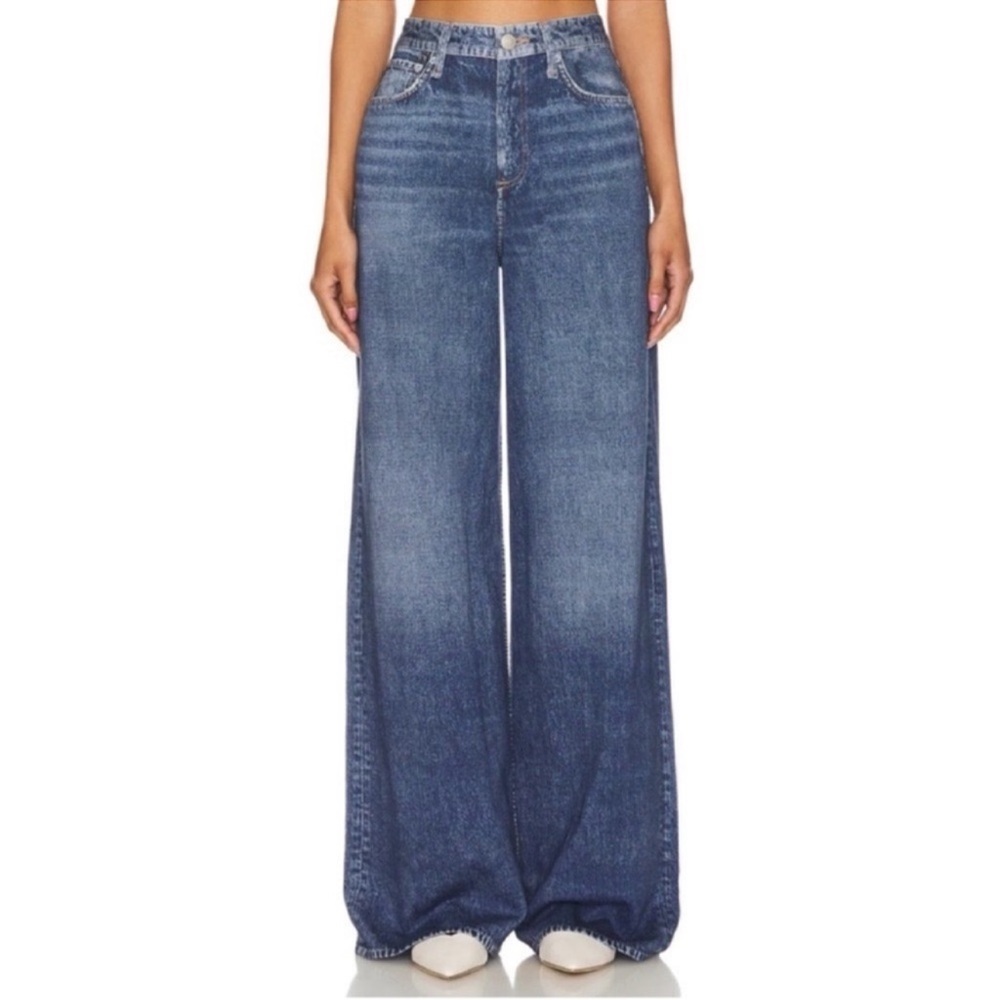 Rag & Bone Miramar Sofie Wide-Leg Pants Sweatpant Jeans Blue 25